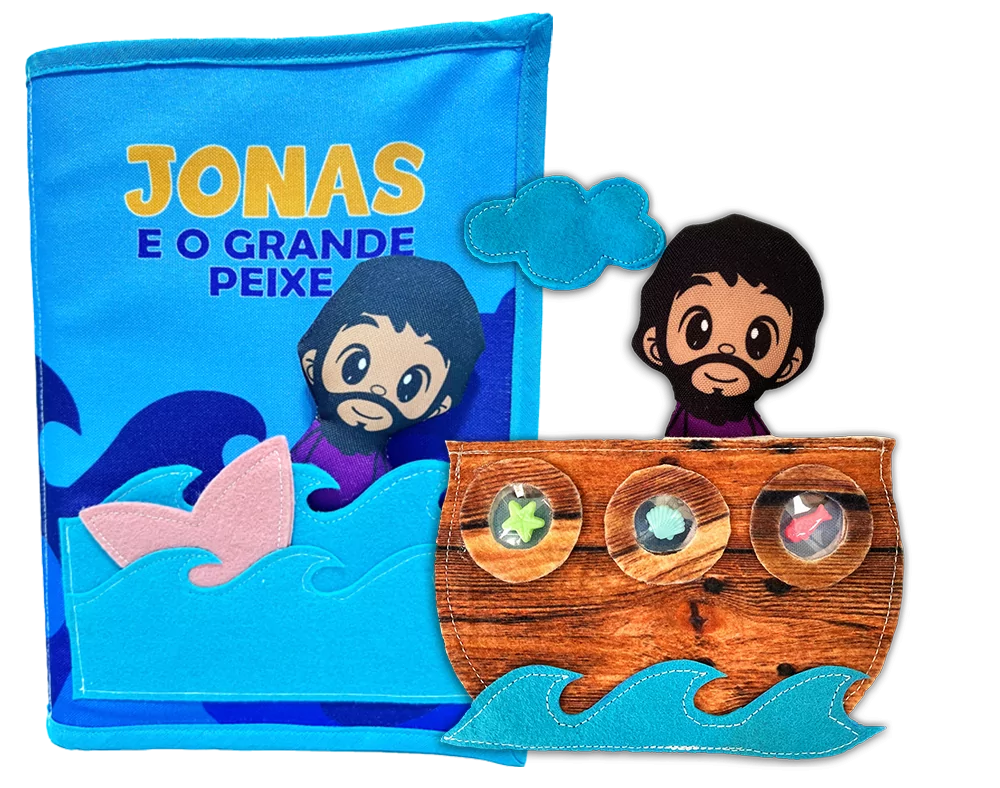 Kit 3 Livros Infantis Bíblicos – Davi e Golias / Jonas e o Grande Peixe / Adão e Eva no Jardim do Éden - Imagem 4