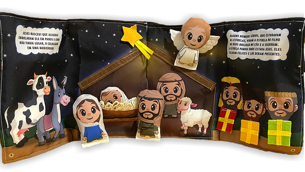 detalhe livro bíblico interativo infantil o nascimento de Jesus