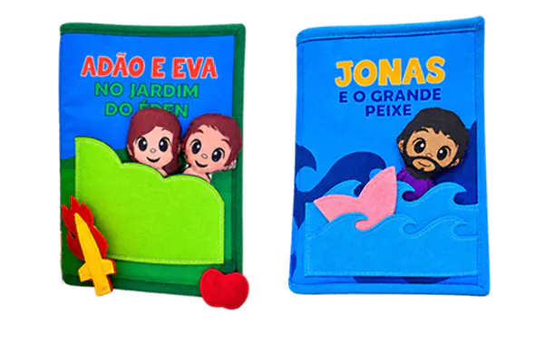 kit com 2 livros bíblicos infantis interativos Zigzag Friends