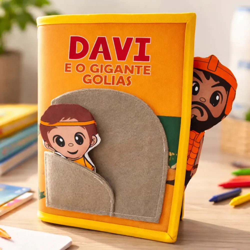 Livro Bíblico Interativo Infantil Davi e o Gigante Golias - Zigzag Friends