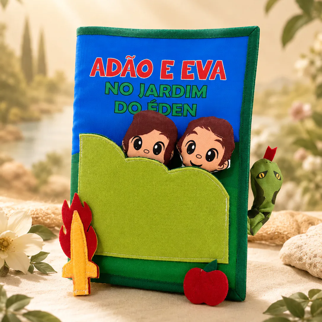 Livro Bíblico Interativo Infantil Adão e Eva - Zigzag Friends