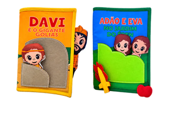 kit com 2 livros bíblicos infantis interativos Zigzag Friends