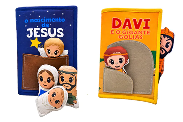 kit com 2 livros bíblicos infantis interativos Zigzag Friends