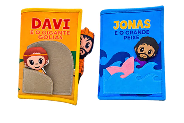kit com 2 livros bíblicos infantis interativos Zigzag Friends