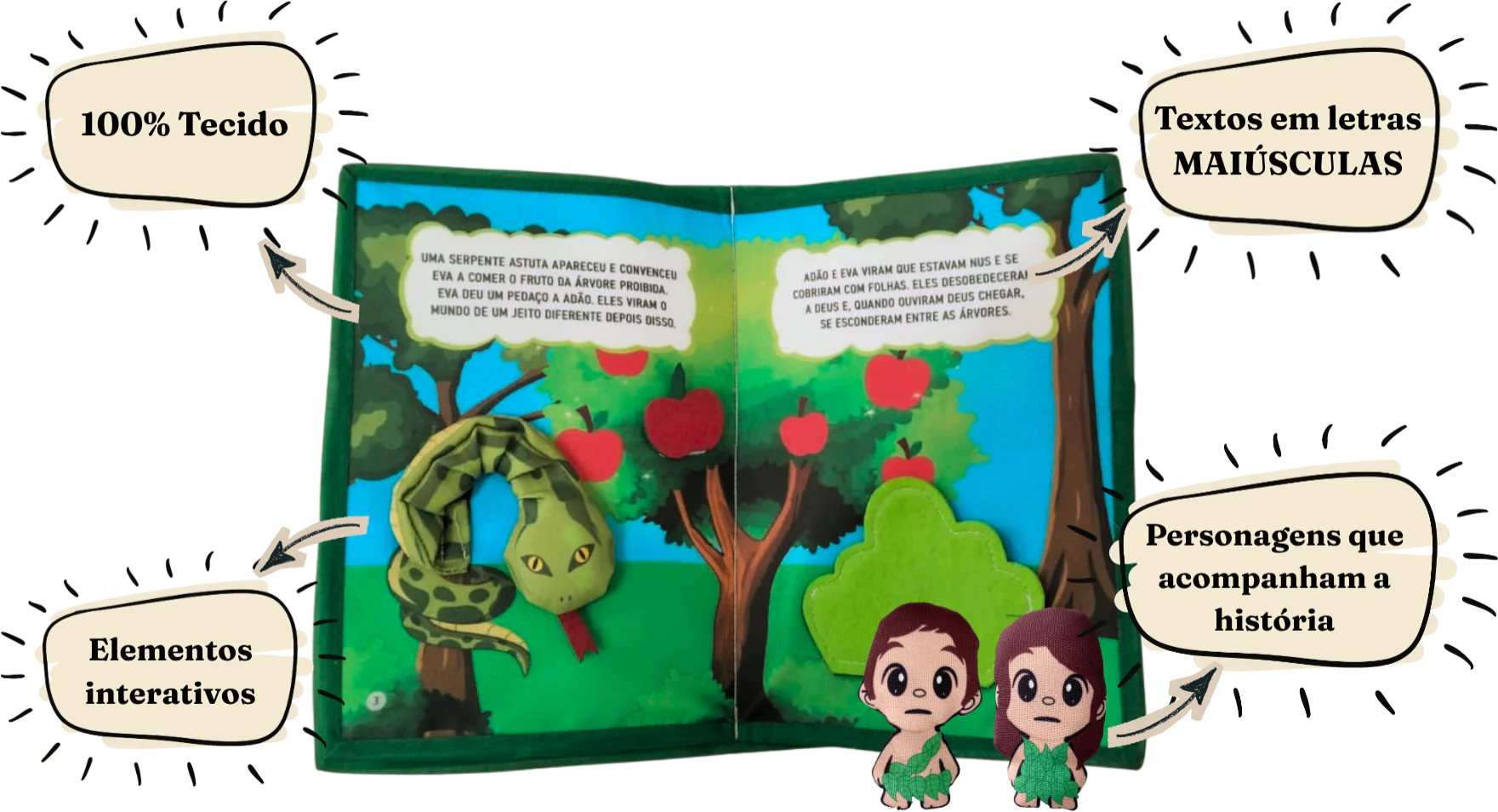 Detalhes do livro interativo bíblico Zigzag Friends