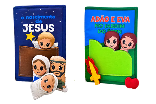 kit com 2 livros bíblicos infantis interativos Zigzag Friends
