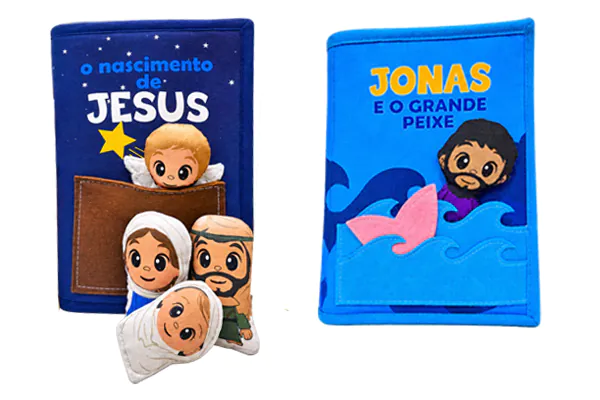 kit com 2 livros bíblicos infantis interativos Zigzag Friends