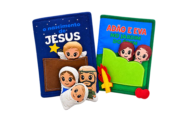 kit com 2 livros bíblicos infantis interativos Zigzag Friends